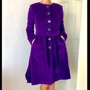 NWOT LUXURY ARMANI COLLEZIONI SOFT LAMA / WOOL COAT WITH BELT SIZE US 2 / IT 38